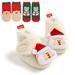 Christmas Baby Shoes Baby Boys Girls Winter Warm Santa Claus First Walkers Cute Baby Boots with two pairs socks/head band Beige with 7 pairs of socks S