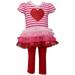 Bonnie Jean Baby Toddler and Little Girl's Valentine's Day Pink and Red Heart Tunic Shirt and Leggings Set (4, Red)