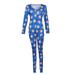 Fashion Printed Jumpsuit Women V-neck Long Sleeve Button Rompers Skinny Club Sexy Sports Fitness Overall Party Sleepwear