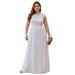 Ever-Pretty Women's Chiffon Cap Sleeve Wedding Party Dress Plus Size Bridesmaid Gowns 06462 White US20