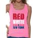 Awkward Styles Red White & New York Tank Top for Women New York Sleeveless Shirts 4th of July Tank Tops Women's America Flag Tank USA Women's Tank Top American Women Gifts from New York Patriots Tank