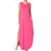 TheMogan Women's PLUS Sleeveless Loose Solid Curved Slit Hem Long Maxi Dress