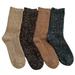 Lian LifeStyle Big Girl's Women's 4 Pairs Pack Fashion Soft Cotton Crew Socks Size 6-9 HR1614(Coffee, Brown, Tan, Navy)