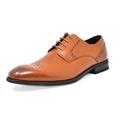 Bruno Marc Mens Casual Oxford Shoes Genuine Leather Lace up Dress Shoes WASHINGTON-5 TAN Size 7.5