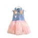 HULKLIFE Child Baby Girl Sleeveless Floral Lace Denim Shirt Floral Net Yarn Princess Tutu Skirt