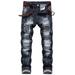 Men's Straight Skinny Ripped Holes Jeans Denim Trousers Pants for Men Party Streetwear Fashion Casual Biker Jeans