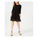 JESSICA HOWARD Womens Black Shadow Stripe 3/4 Sleeve Jewel Neck Above The Knee Fit + Flare Dress Size 8P