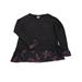 Womens Black Floral Layered Look Long Sleeve Dressy Sweatshirt Shirt Top