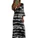 Women Casual Long Sleeve Tie-dye Gradient Print Dress V Neck Loose Maxi Dress Ladies Casaul Boho Beach Sundress Plus Size S-5XL