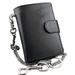 Men's Real Leather Biker Trucker Rock Money Coins Short Chain Wallet Purse Black