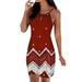 Womens Halter Dress Sleeveless Beach Dress Floral Printed Mini Dress Summer Sundresses