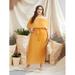 Women's Plus Size Off-shoulder Belted Pleated Dress