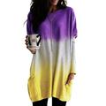 Autumn Winter Tunic Shirts Tie-Dye T Shirt Dresses Short Dress Long Sleeve Casual Loose Pullover Tee Shirts Fashion Round Neck Blouse T Shirt Tops