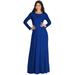 KOH KOH Long Sleeve Modest Fall Winter Elegant Evening Flowy Empire Waist Full Floor Length Cocktail Formal Tall Pleated Maxi Dress Gown Abaya For Women Cobalt Royal Blue Large US 12-14 NT009