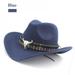 New Ethnic Style Western Cowboy Hat Women's Wool Hat Jazz Hat Western Cowboy Cap Blue