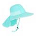 Summark Kids Girls Boys Beach Sun Hats UV Protection Summer Fishing Bucket Hat with String Neck Flap Cover