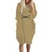 Women Plus Size Loose Midi Shirt Dress Crew Neck Long Sleeve Casual Long Tops Jumper Dress