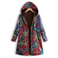 Hot Women Winter Warm Floral Style Hooded Jacket Flower Print Hoody Vintage Oversize Coats Winter Padded Jacket Women Parkas