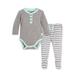 Burt's Bees Baby Henley Bodysuit & Stripe Footed Pants, 2pc Outift Set (Baby Boys or Baby Girls, Unisex)