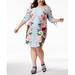 Planet Gold Womens Plus Size Floral Print Off The Shoulder Dress