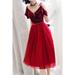 Junior Thin Solid Colored Skirt Tie Knot Shoulder Party Dress