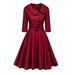 Womens Vintage Rockabilly Swing Dress Cocktail Evening Party Housewife Dresses Button Lapel Waistband Dress