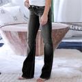 Women Button High Waist Pocket Elastic Hole Jeans Trousers Slim Denim Pants