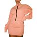 Ladies Two Piece Knitted Clothing Set, Stand Collar Zipper Long Sleeve Top With Mini Short Skirt, Solid Outfit for Fall And Winter