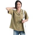 Women Summer green red Plaid Cotton Sexy V Neck short Sleeve Tops Blouse Female Plus Size Casual Shirt Haut Femme Kimono Roupas