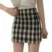 Pretty Comy Women Casual Skirt Plaid Slim High Waist Mini Pencil Streetwear Vintage Skirts