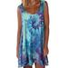 Sexy Dance S-XXXL Women's Tie Dye Summer Midi Dress Sleeveless O Neck Gradient Sexy Swing Boho Sundress Blue XXL(US 16-18)