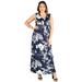 Womenâ€™s Plus Size Sleeveless Navy Floral Maxi Dress
