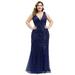 Ever-Pretty Women's Lace Embroidered Bodycon Plus Size Wedding Party Maxi Dress 78862 Navy US22