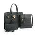 POPPY Handbags Gift Set 3 in 1 Women's Top Handle Satchel Totes Handbag with Wallet Crossbody Shoulder Bag Ladies Purses Work Bag,Plaid Black