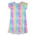 HDE Girl's Sleep Shirt Dress Short Sleeve Pajamas Unicorn Nightgown Nightshirt (Rainbow Tie Dye, 6-6X)