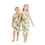 matching boy and girl siblings hawaiian luau outfits in leaves in black girl 4 boy 2