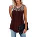 Spftem Women Sleeveless Leopard Active Tank Tops Ruffle Loose Tunic Blouse Shirt Vest