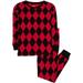 Leveret Kids & Toddler Pajamas Boys Girls 2 Piece PJ's 100% Cotton Argyle Black & Red (Size 18-24 Months)