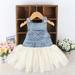 Retro Kids Baby Girls Clothes Summers Denim Tulle Dress 6M-4Y Outfits