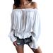 Women's Flare Sleeve Boat Neck Off The Shoulder Blouse