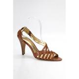 Pre-ownedCoach Womens Leather Strappy High Heels Sandals Brown Size 9.5