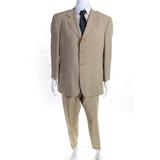 Pre-ownedVersace Classic V2 Beige Mens Pinstriped Four Button Flat Front Suit Size 52 R