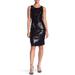 Taylor Womens Sleeveless Sequin Knit Sheath Dress, Black, 10