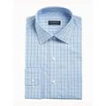 CLUBROOM Mens Blue Windowpane Plaid Point Collar Classic Fit Performance Stretch Dress Shirt 16- 34/35