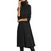 LIDYCE Womens Solid Loose Dress Ladies Turtleneck Neck Casual Long Tops Dress Black M