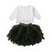 Livingsenburg Toddler Kids Baby Girl Shirt Top Tulle Tutu Skirt Dress Outfit