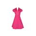 Women's Vintage Retro Housewife Collar Dress Medium Polka dots, Pink (M) W45