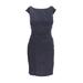 Lauren Ralph Lauren Womens Petite Navy Metallic Cap-Sleeve Ruched-Front Sheath Dress 4P