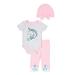 Contact Baby Girls Bodysuit, Leggings & Hat, 3-Piece Outfit Set