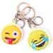 FOMI Fun Emoji Keychains 2 Pack Squishy Gel Bead Filling Soft Fabric Backing Car or Home Key Holder, School Backpack Decorative Accessory, Party Favors Cute Keyrings for Adults or Kids